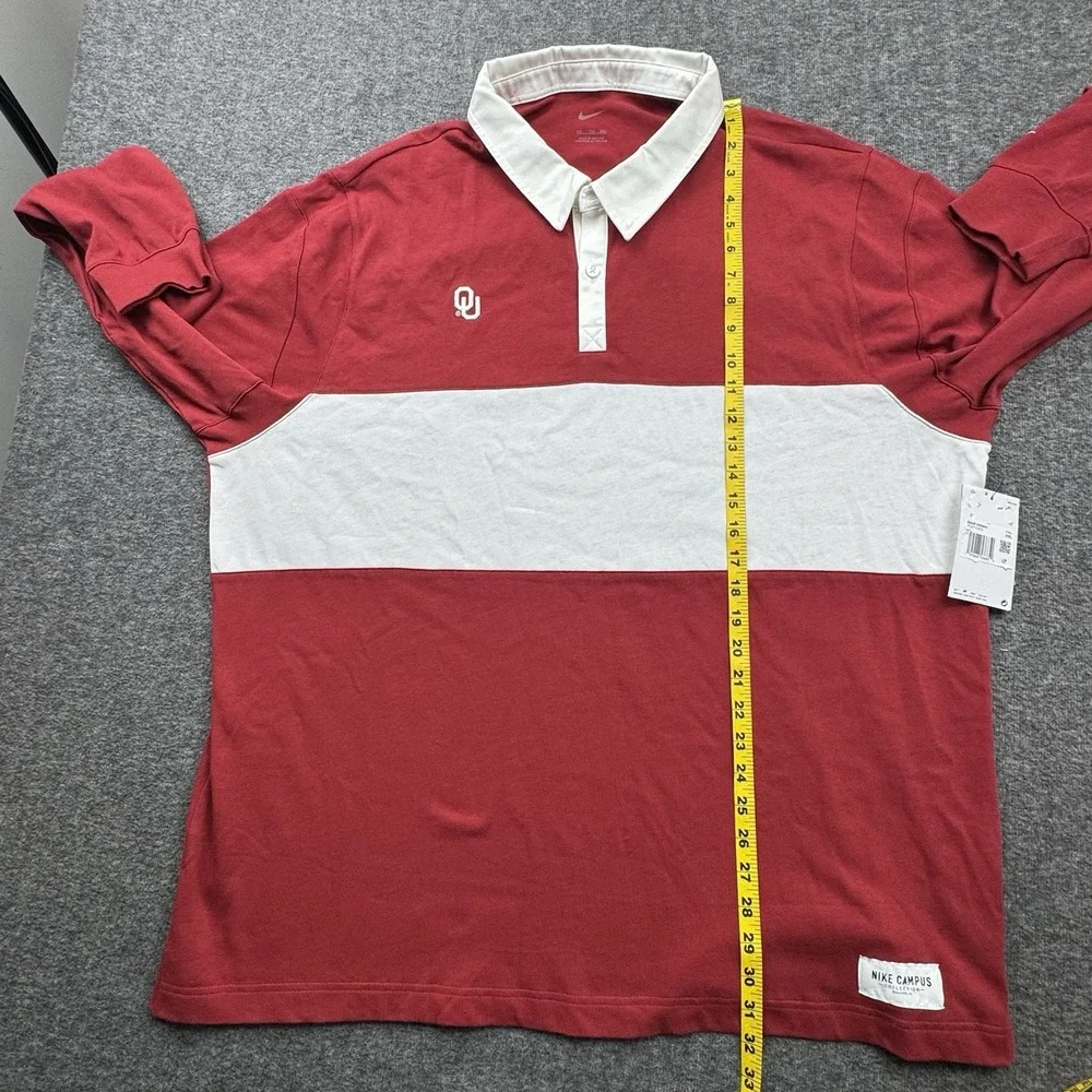 Oklahoma Sooners Nike Campus Collection Rugby Polo Shirt Size XXL Long Sleeve‎